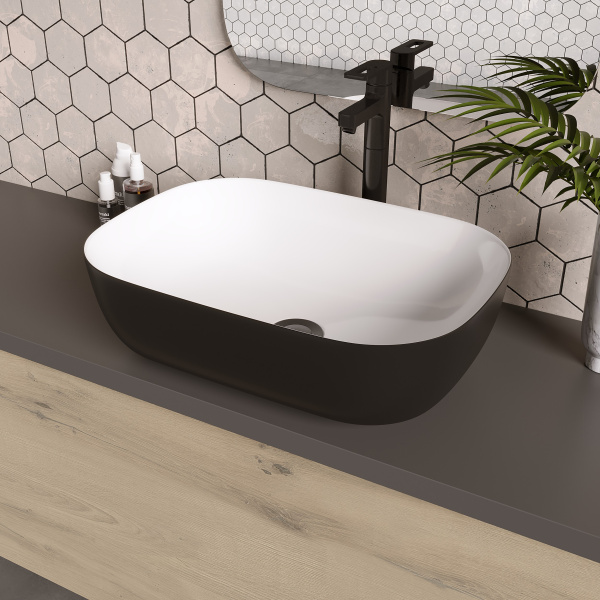 Раковина накладная (46х32) Grossman Color GR-4041BW, черный